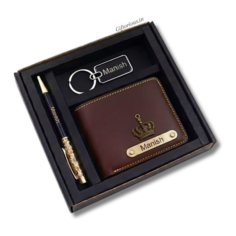 Customized wallet pen keychain gift set for men